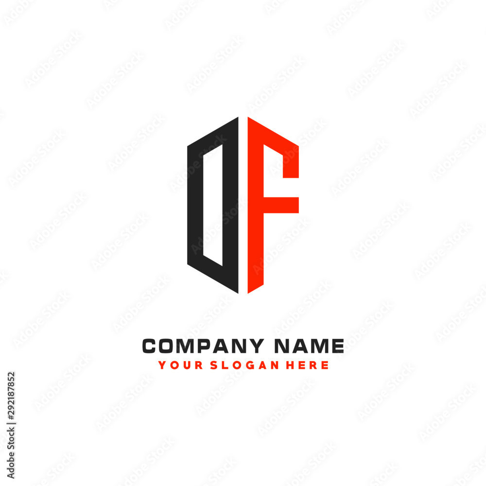 Fototapeta premium OF Initial Letter Logo Hexagonal Design, initial logo for business,