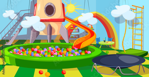 Children playroom flat vector illustration