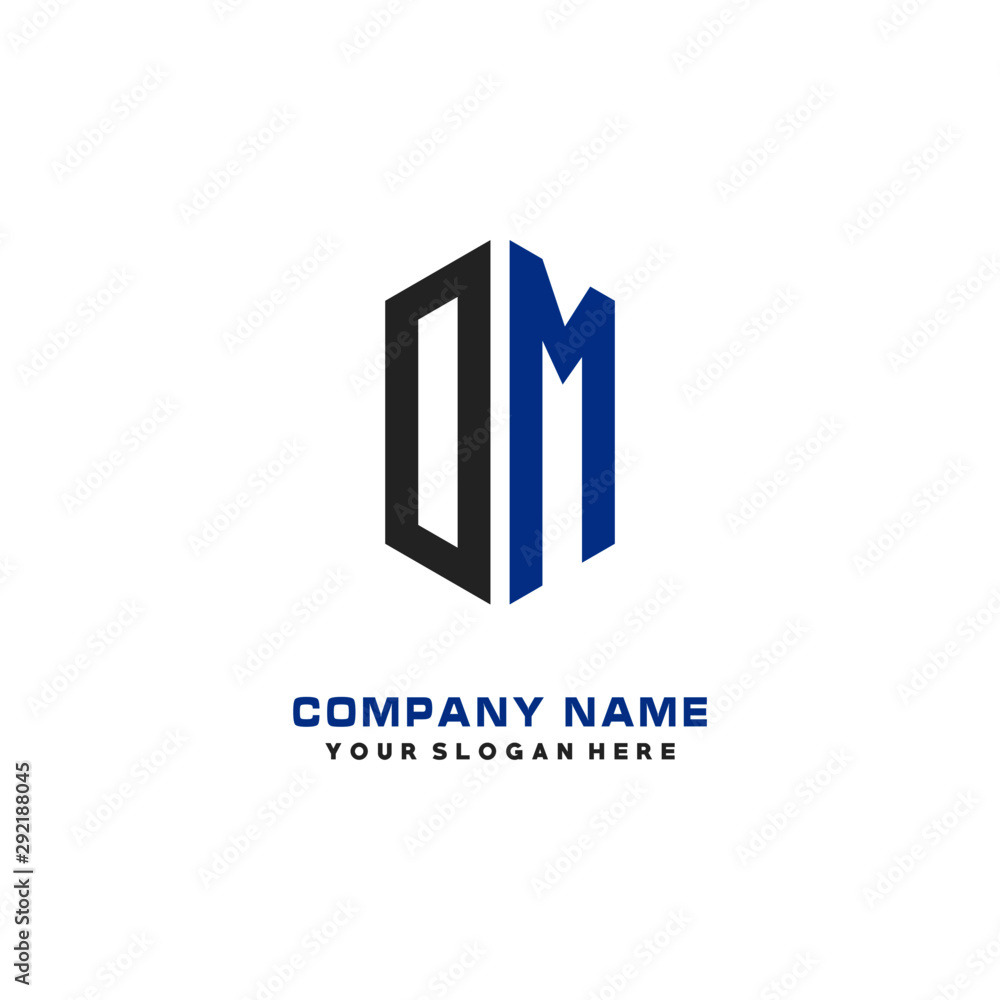 OM Initial Letter Logo Hexagonal Design, initial logo for business, OM Initial Letter Logo Hexagonal Design, initial logo for business,