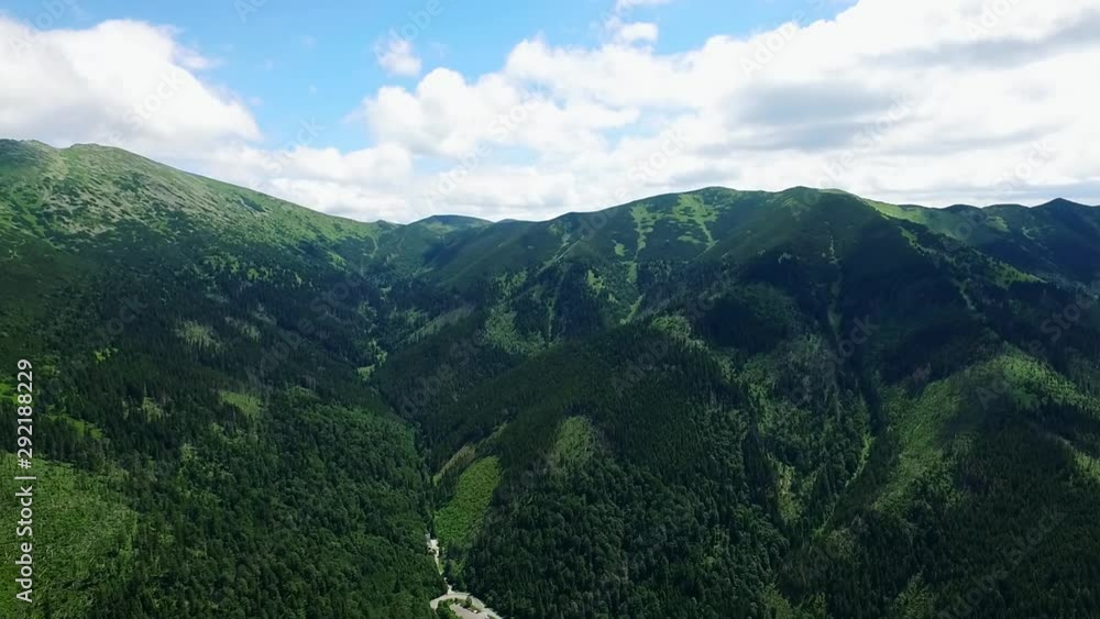 Beautiful green mountains seen from the air, in the Lower Tatras national park. Beautiful green mountains seen from the air, in the Lower Tatras national park.