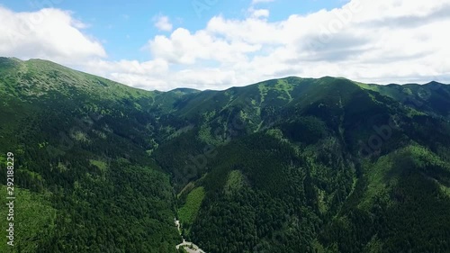 Beautiful green mountains seen from the air, in the Lower Tatras national park. photo