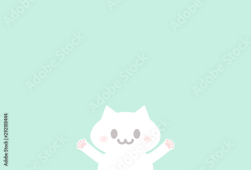 猫 子ども メッセージイメージ素材 かわいい猫がニコニコしているシンプルなイラスト 水色背景 Vector De Stock Adobe Stock