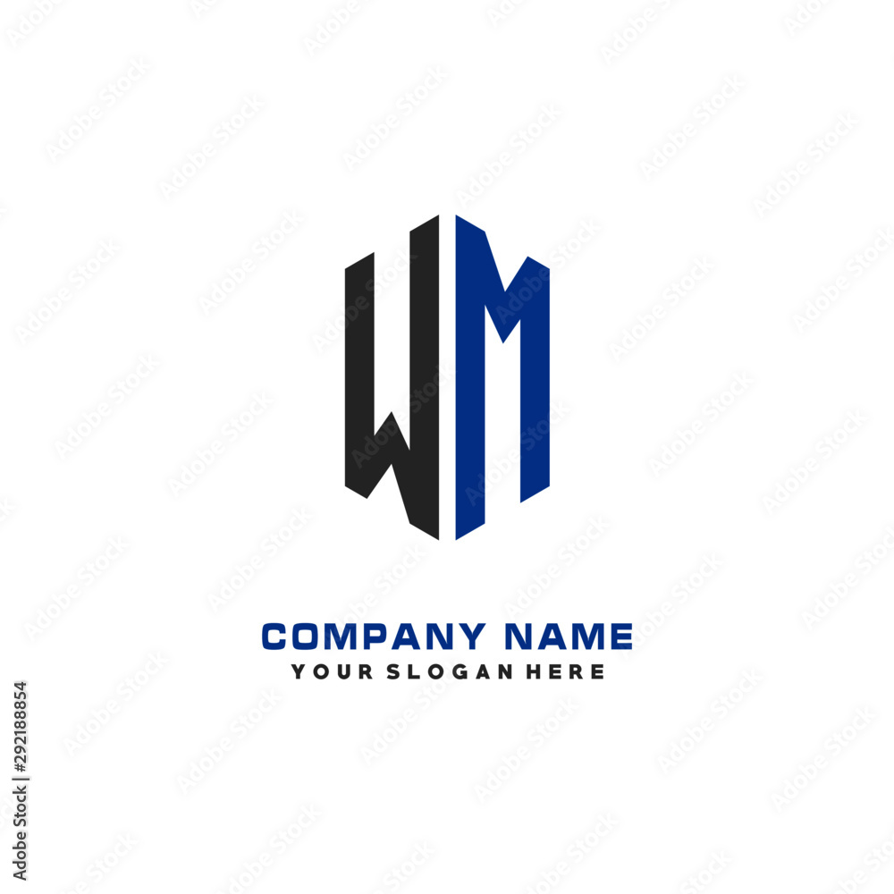 WM Initial Letter Logo Hexagonal Design, initial logo for business, WM Initial Letter Logo Hexagonal Design, initial logo for business,