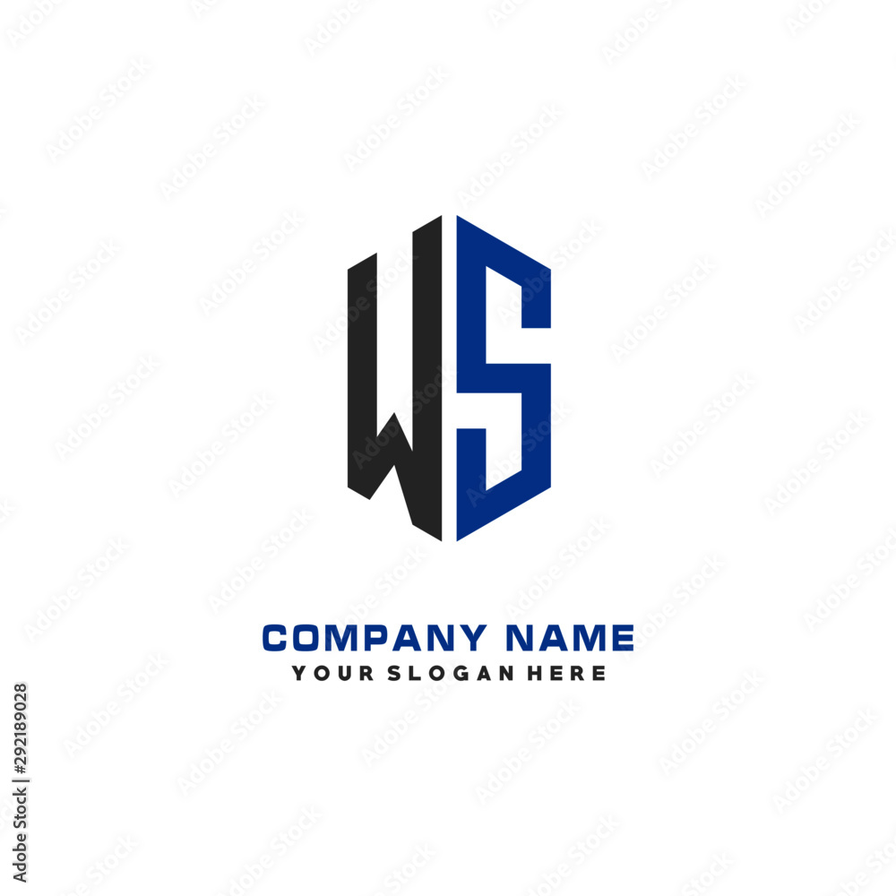 WS Initial Letter Logo Hexagonal Design, initial logo for business, WS Initial Letter Logo Hexagonal Design, initial logo for business,