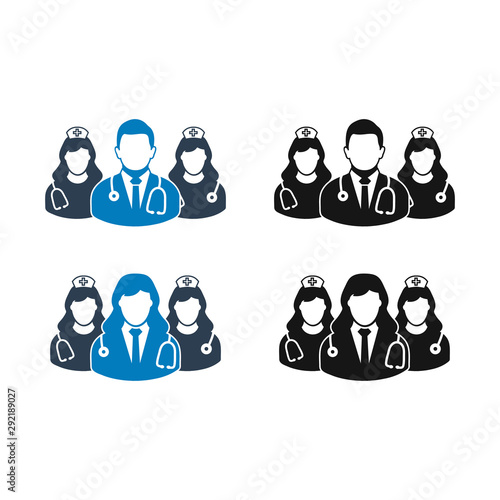 Medical Team Icon Set. Flat style vector EPS.