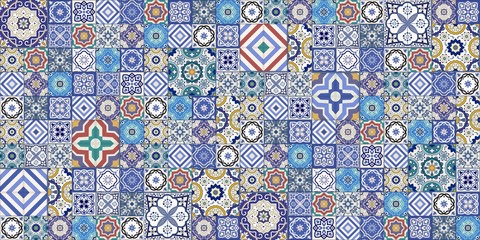 Keuken achterwand Portugese tegeltjes patronen Kleurrijk Marokkaans Portugees tegelpatroon ornamenteel  © pgmart