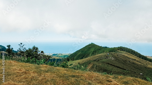 Pastures out of sight in Sao Miguel Island, Azores, Portugal