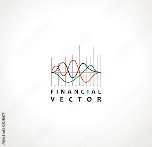 Financial Stock Exchange Market Charts Logo design abstract vector template. Finance company Logotype concept.