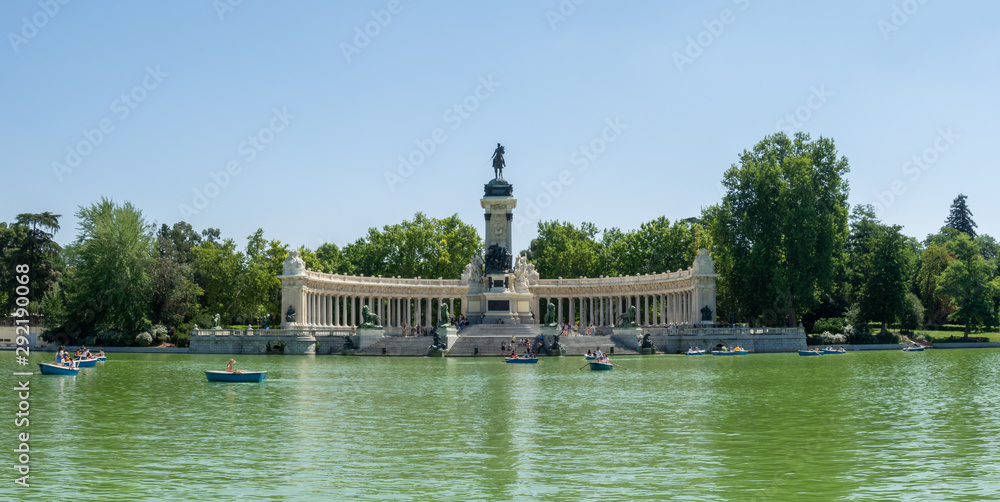 Retiro park in Madrid Spain in summer time