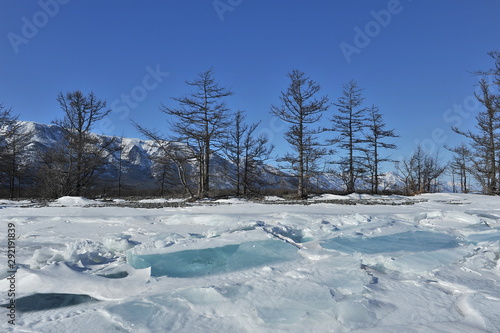Fototapeta Naklejka Na Ścianę i Meble -  Unique landscapes of Lake Baikal in the winter. Russia. Siberia.