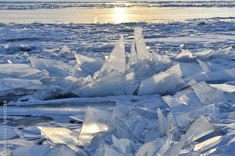 Ice hummocks on Lake Baikal in the winter. Ice hummocks on Lake Baikal in the winter.