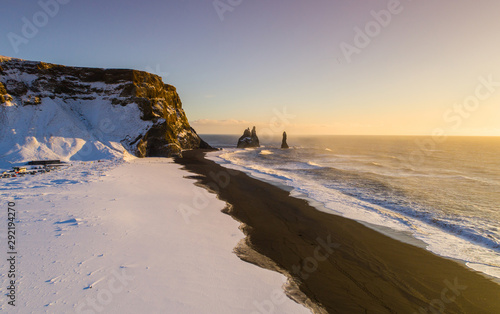 Kirkjufjara black beach Iceland photo