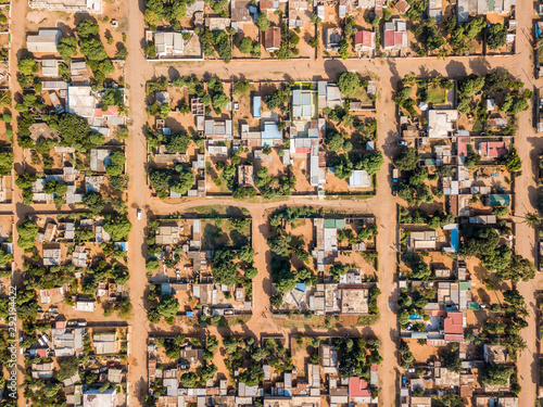 Aerial view of Matola, suburbs of Maputo, capital city of Mozambique