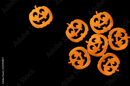 Halloween icons. scary pumpkin decoration isolated on black back