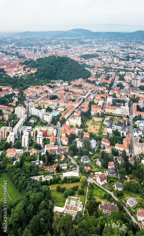 Obraz premium City Graz aerial view with district Geidorf in Styria, Austria