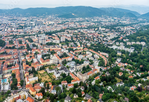 City Graz aerial view with district Geidorf in Styria, Austria