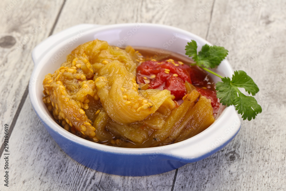 Caucasian cuisine - baked eggplant and tomato Caucasian cuisine - baked eggplant and tomato