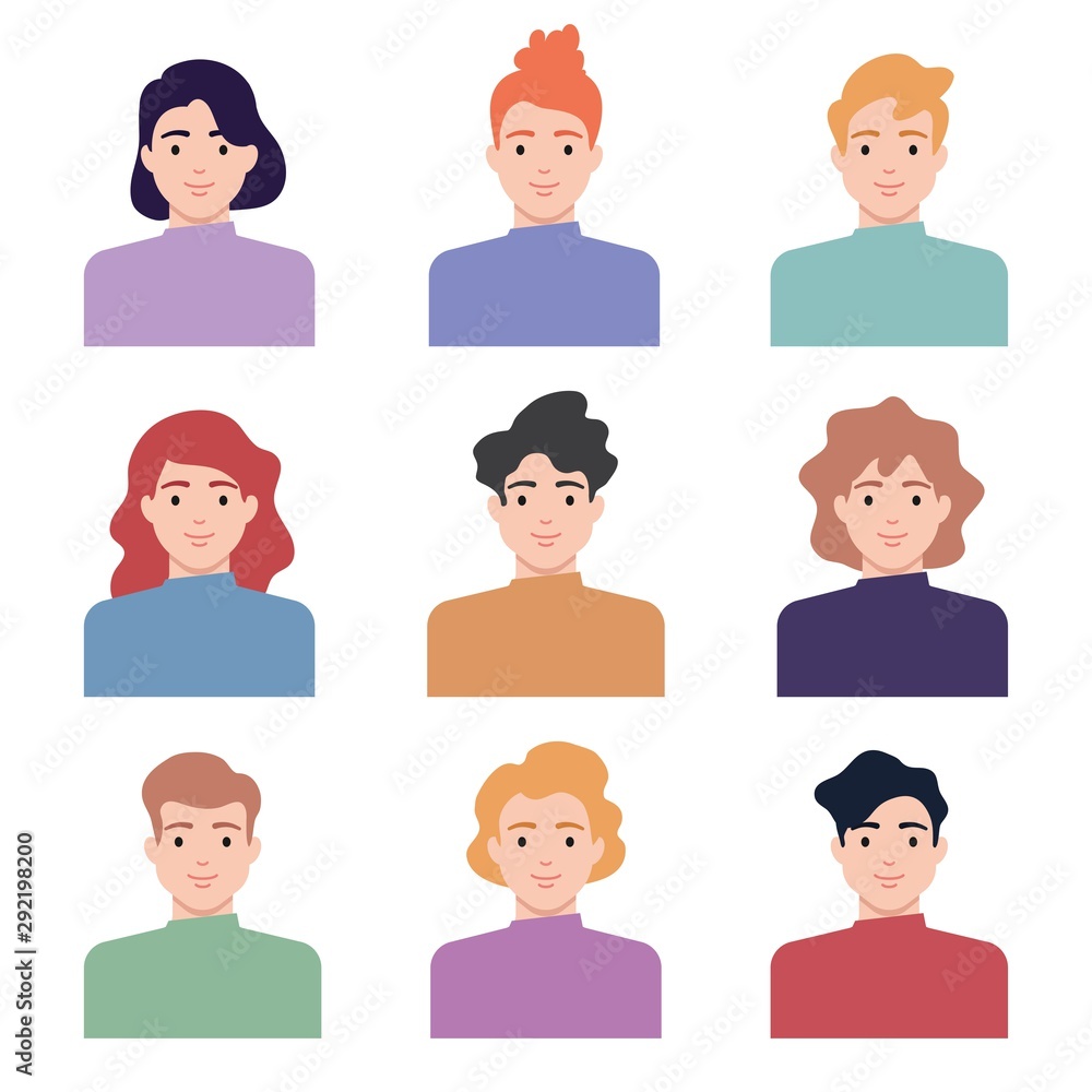 Avatars female and male character, user profile Avatars female and male character, user profile