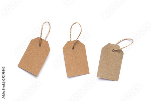 Set of carton tags for gift box with space for text on white background. Top view.