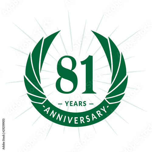 81st years anniversary celebration design. Eighty-one years logotype. Green vector and illustration.