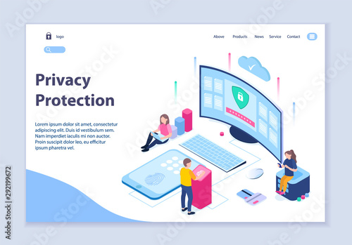 Creative website template of privacy protection concept