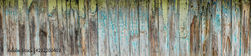 Old blue weathered wooden fence banner © Nadiia