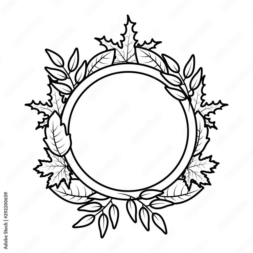 autumn circular frame with leafs decoration autumn circular frame with leafs decoration