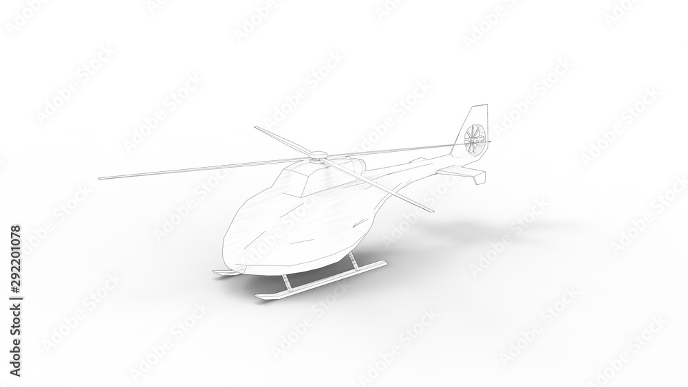 3d rendering of a low poly helicopter isolated in white studio background 3d rendering of a low poly helicopter isolated in white studio background