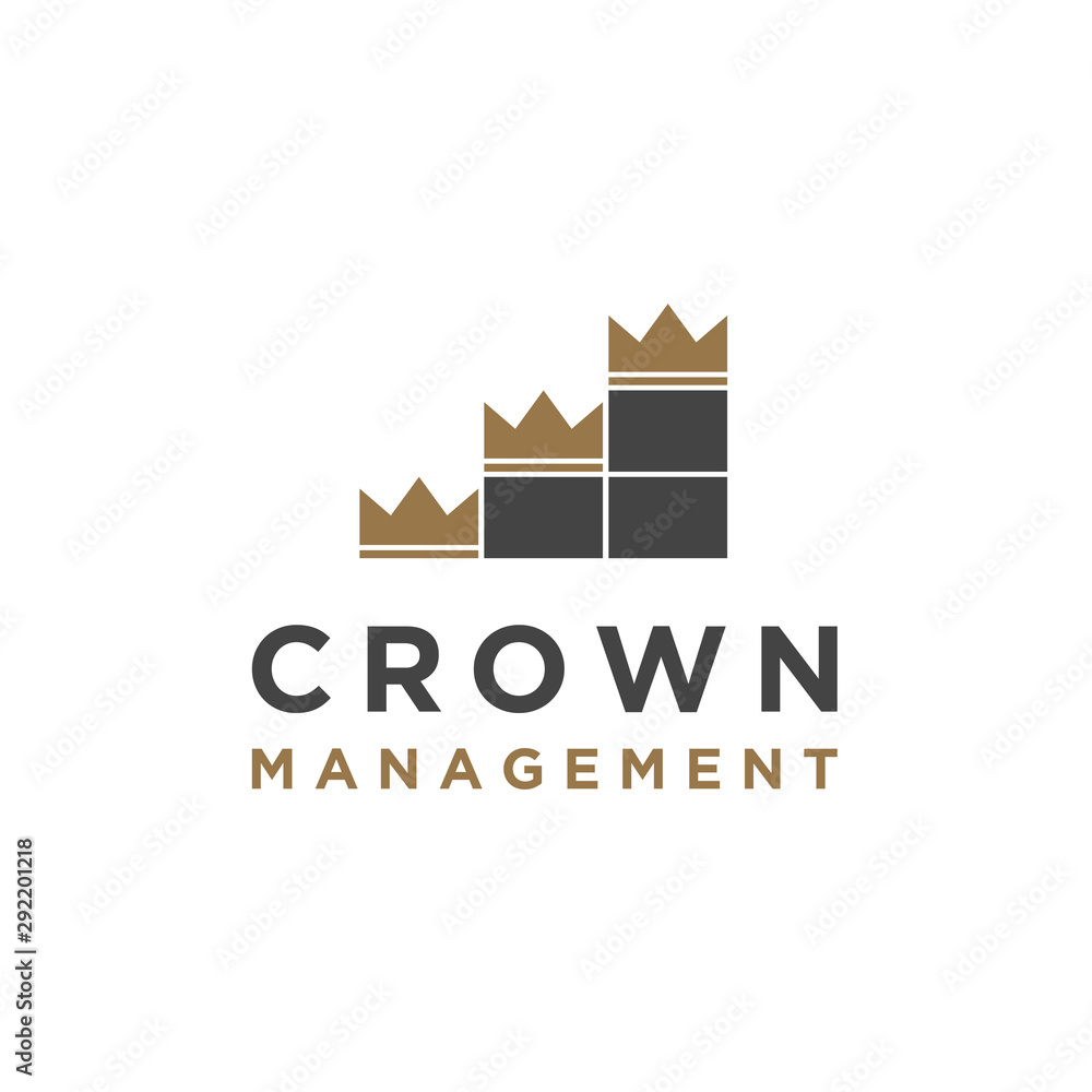 Crown with Chart Bar for Business Logo Design