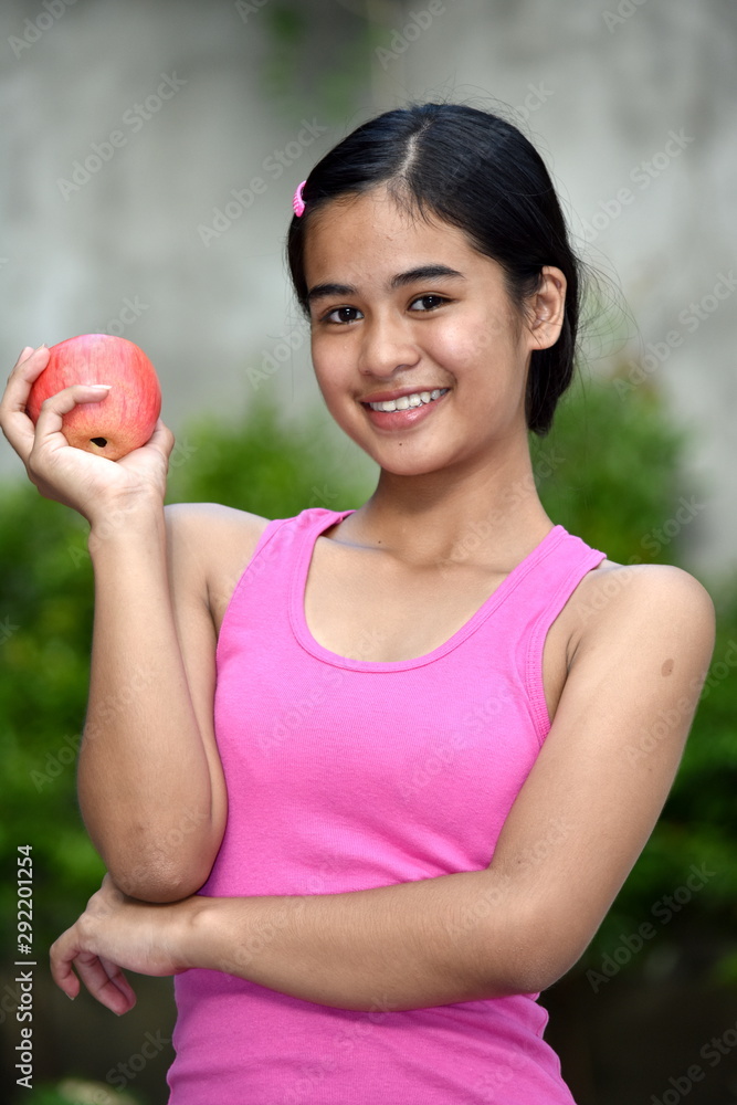 Asian Female And Happiness With Apples Asian Female And Happiness With Apples