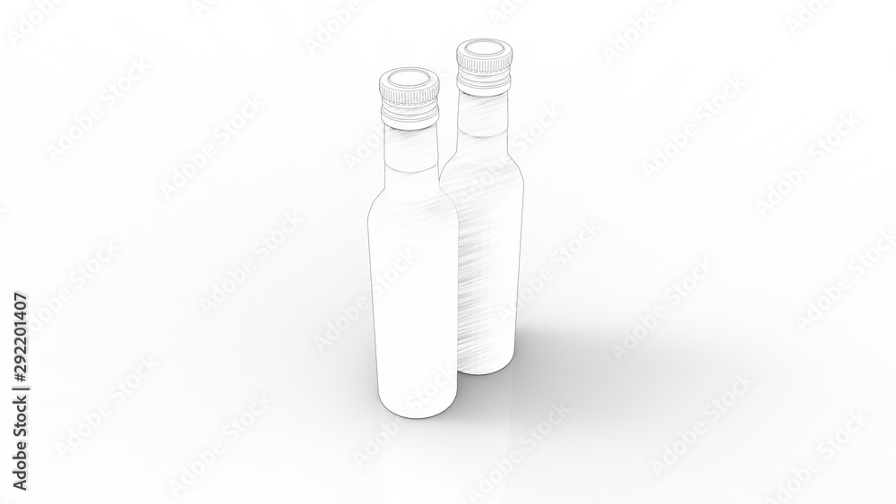 3d rendering of two bottles isolated in white studio background 3d rendering of two bottles isolated in white studio background