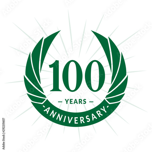 100th years anniversary celebration design. One hundred years logotype. Green vector and illustration.