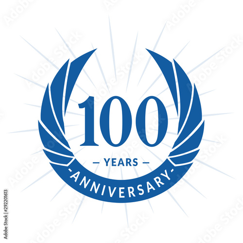 100th years anniversary celebration design. One hundred years logotype. Blue vector and illustration.