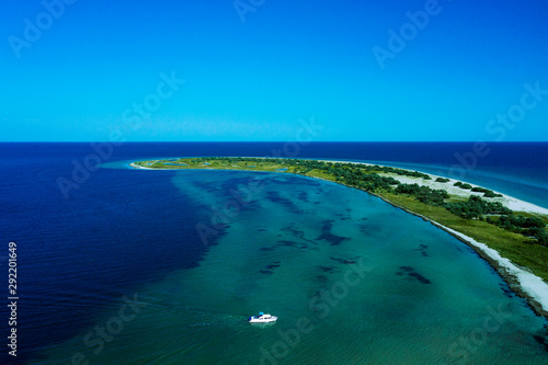 Aerial panorama of the sea paradise of Dzharylhach island in the Black Sea