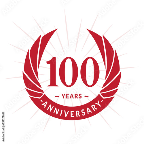 100th years anniversary celebration design. One hundred years logotype. Red vector and illustration.