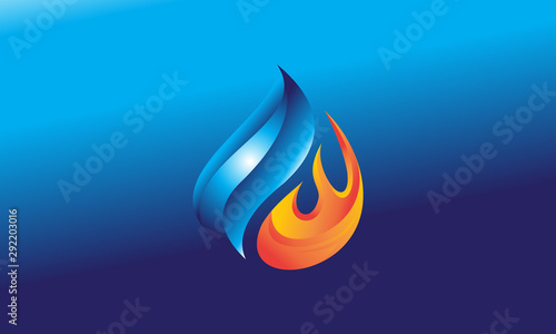 logo fire anda water hot in cold vector