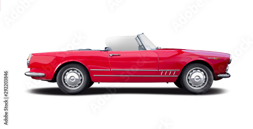 Classic Italian sport cabrio car side view isolated on white photo