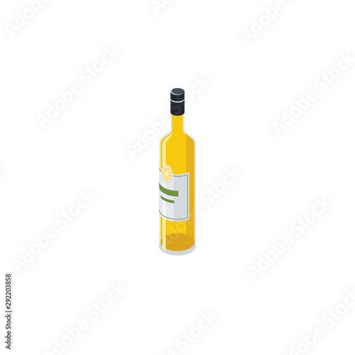 limoncello bottle. Vector 3d isometric, color web icons set, new flat style. Creative illustration design, idea for infographics.