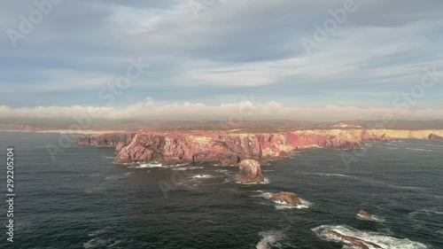 Aerial drone panoramic view of Aljezur Algarve coastline wild beach, Portugal