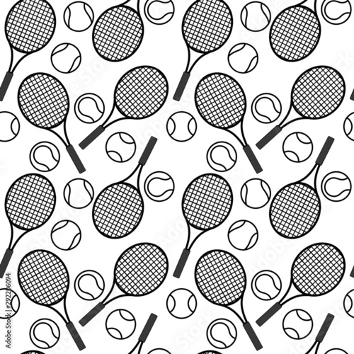 seamless tennis pattern with racquets and balls