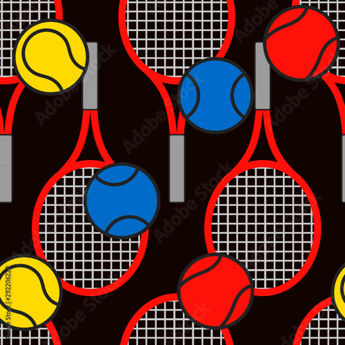seamless tennis pattern with racquets and balls