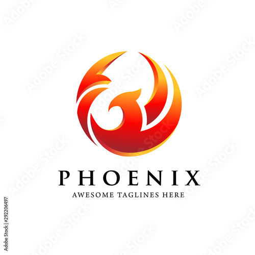 creative simple phoenix bird circle logo concept, best phoenix bird logo design