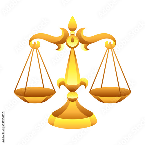 Libra zodiac sign, golden horoscope symbol.