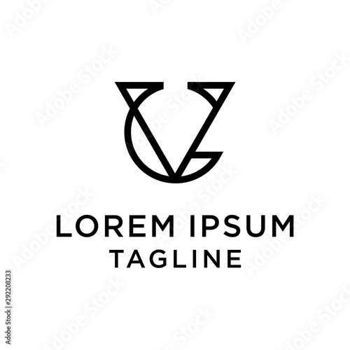 initial letter logo CV, VC logo template