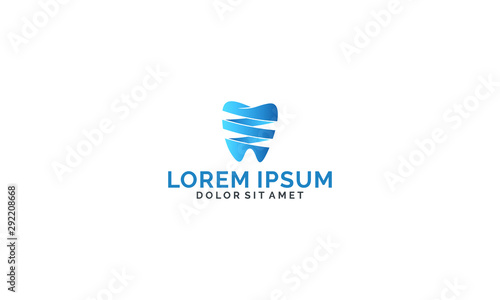 Dental care company logo template with 3d swirl teeth illustration in modern gradation design pictogram symbol