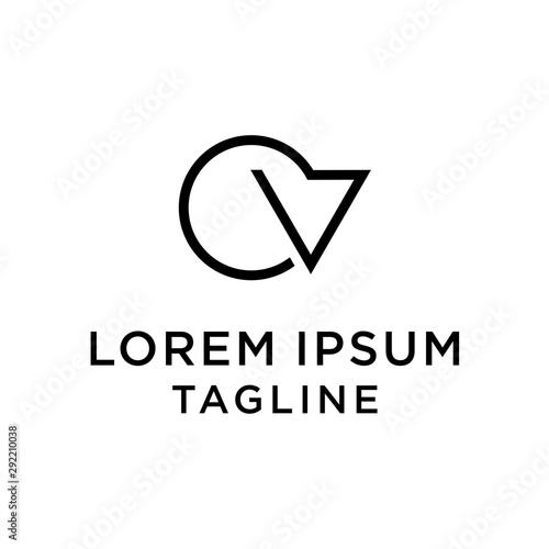 initial letter logo CV, VC logo template