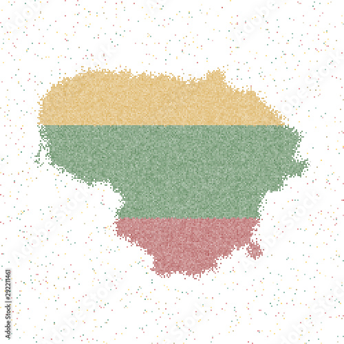 Map of Lithuania. Mosaic style map with the flag of Lithuania. Vector illustration.