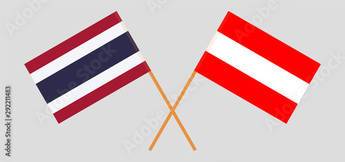 Thailand and Austria. Crossed Thai and Austrian flags