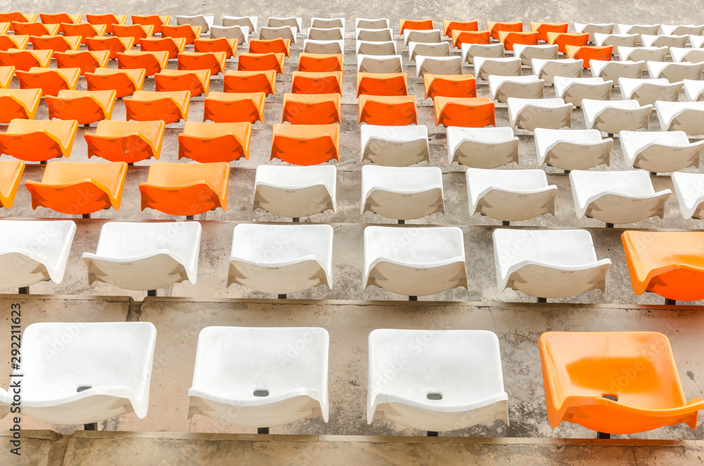 Obraz premium The sport seat grandstand in an empty stadium.