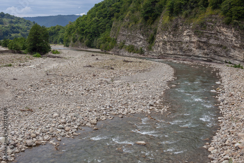 Mountain stonebed of river photo